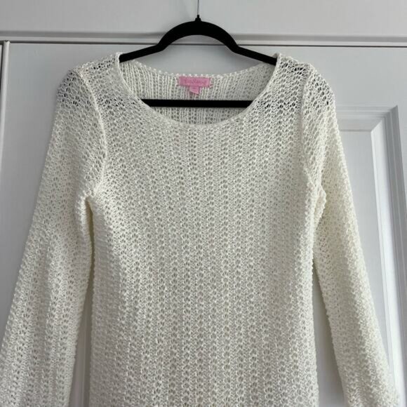 Lily‎ Pulitzer Women's Loose Knit Sweater with Fringe White Size XS - Picture 3 of 9